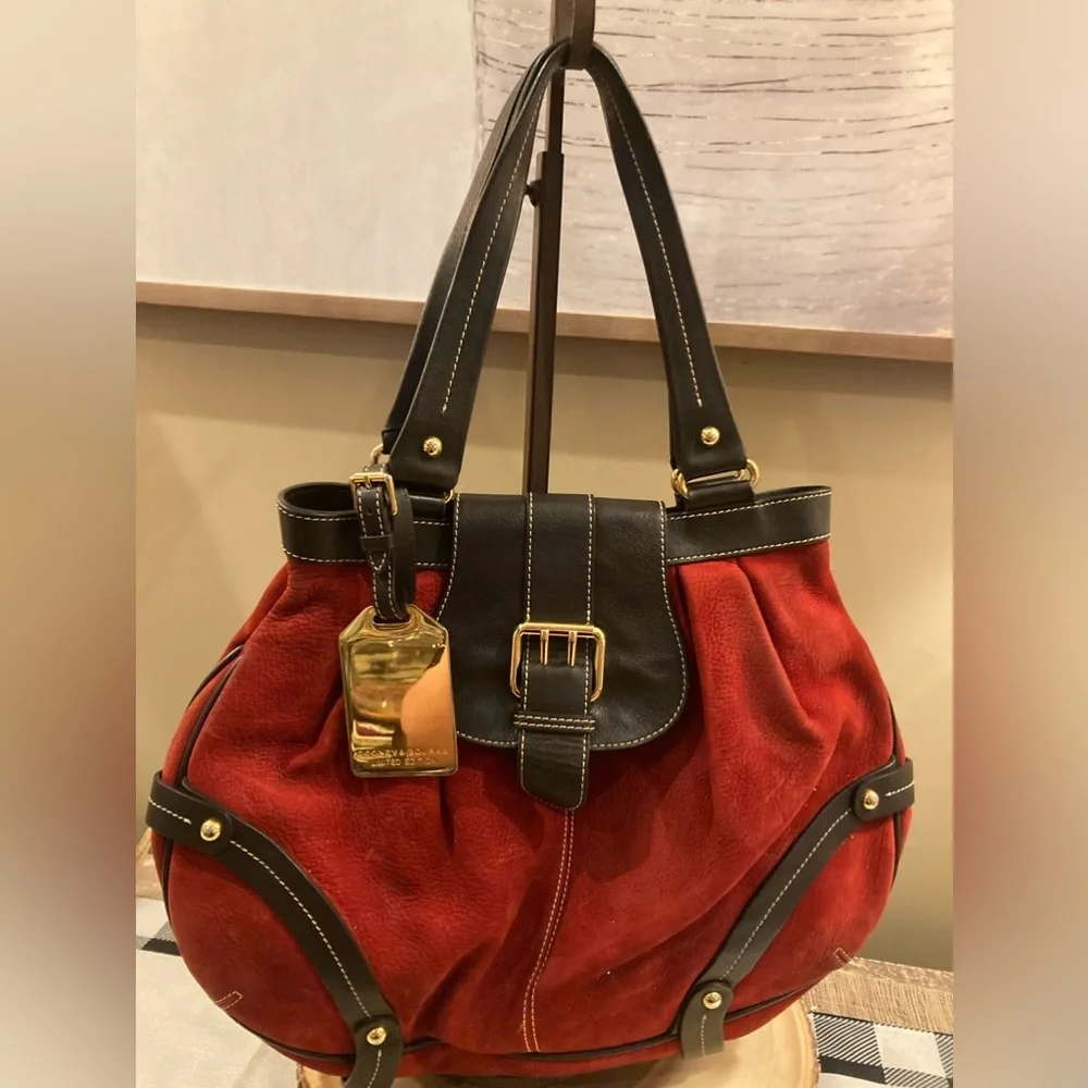 Dooney and Bourke Limited Edition Red Suede Hayden Panettiere (HP) Tote Bag Rare